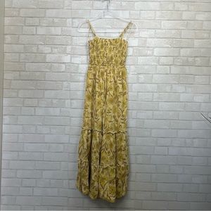 Urban Outfitters Retro Flower Yellow Print Maxi Dress